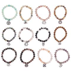 BRACELETS PIERRES NATURELLES ET TALISMAN 12ASS