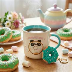 COFFRET MUG ET PORTE CLES DONUTS PANDASTIQUE M12