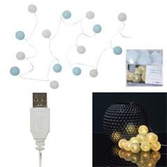 GUIRLANDE BOULE USB 15 LED BLANC BLEU M12